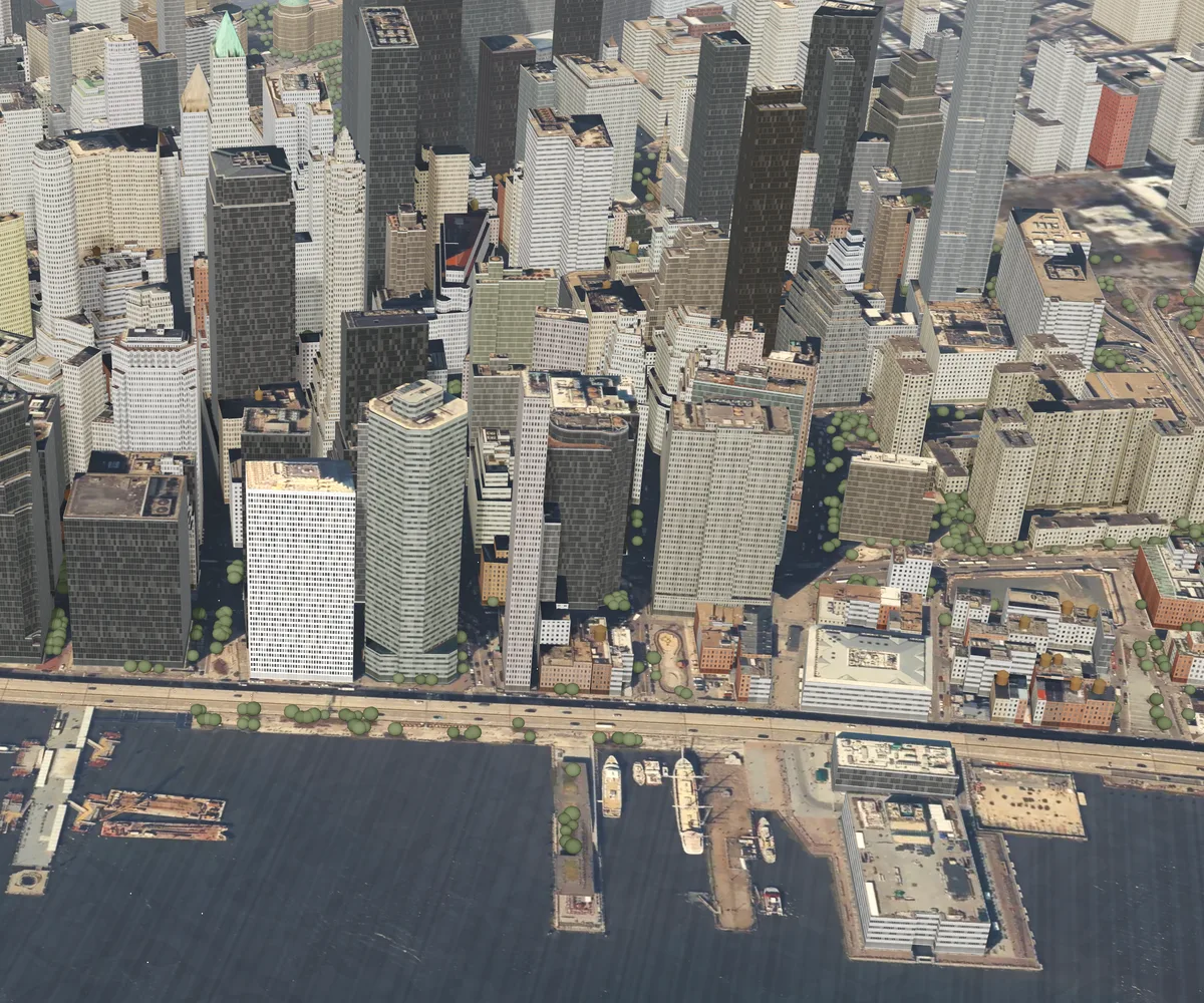 Illustration: a 3D city model of Lower Manhattan built from open data